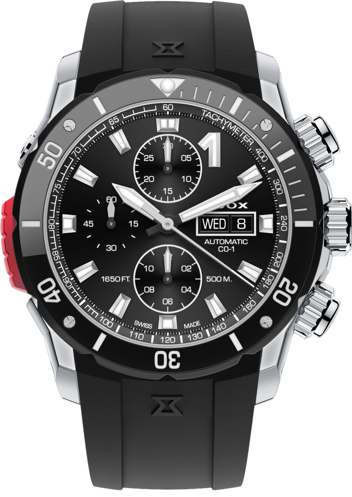 Edox CO-1 Chronograph Automatic With Bezel Lock 45mm - Svart Skive