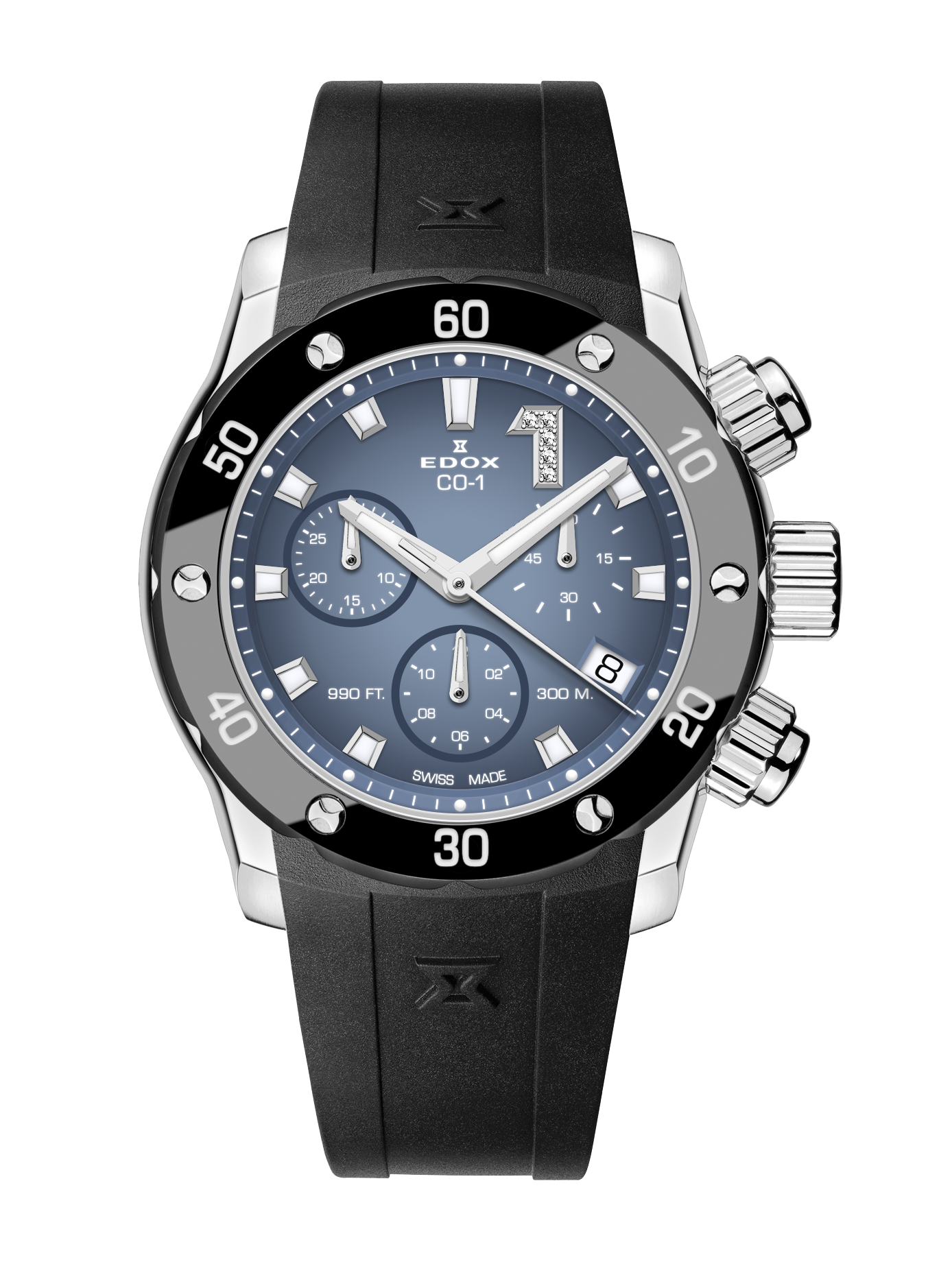 Edox CO-1 ChronoLady 38mm Quartz Kronograf Dameklokke Keramisk