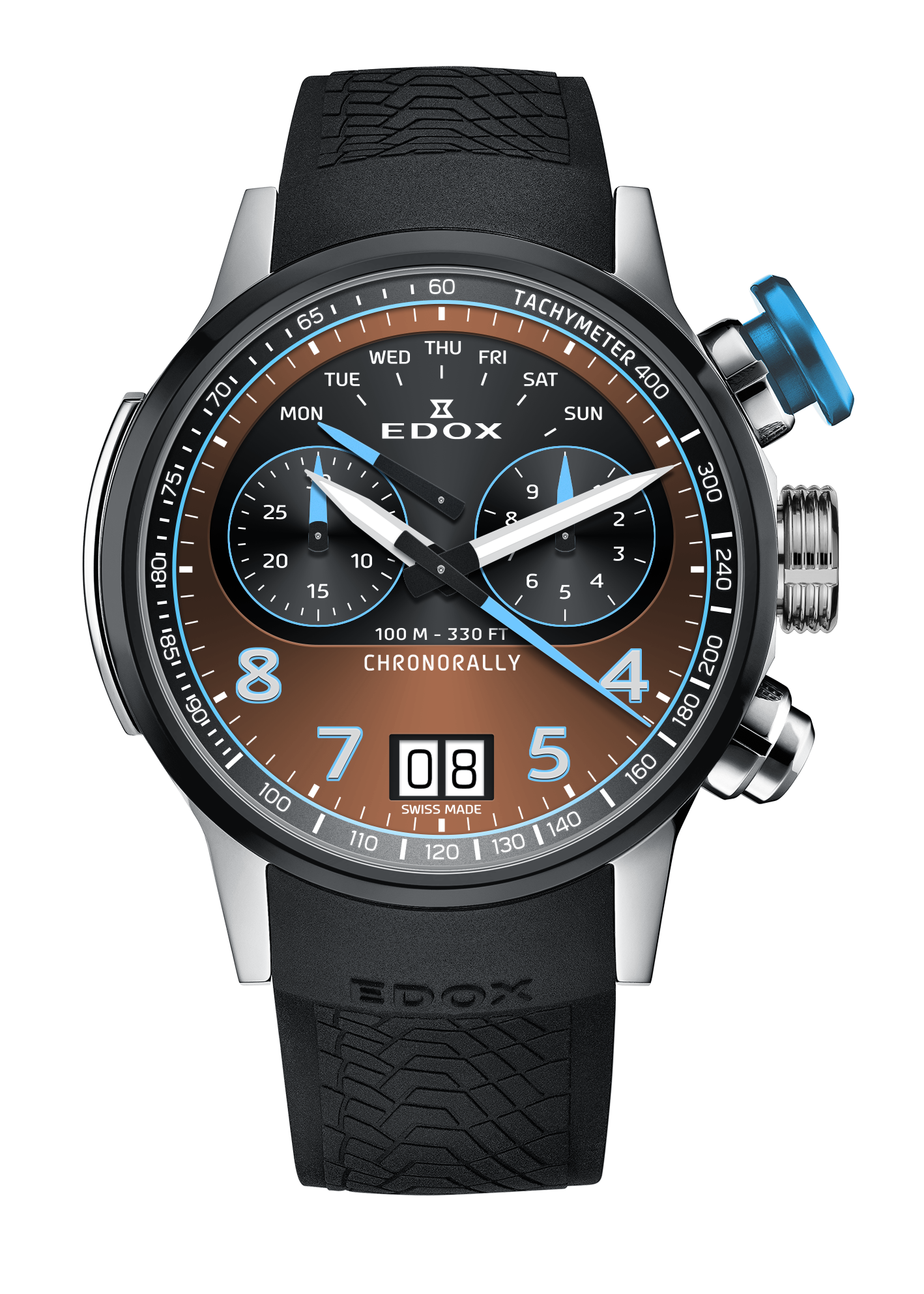 EDOX Chronorally Chronograph 45mm Brun Titanium Herreklokke