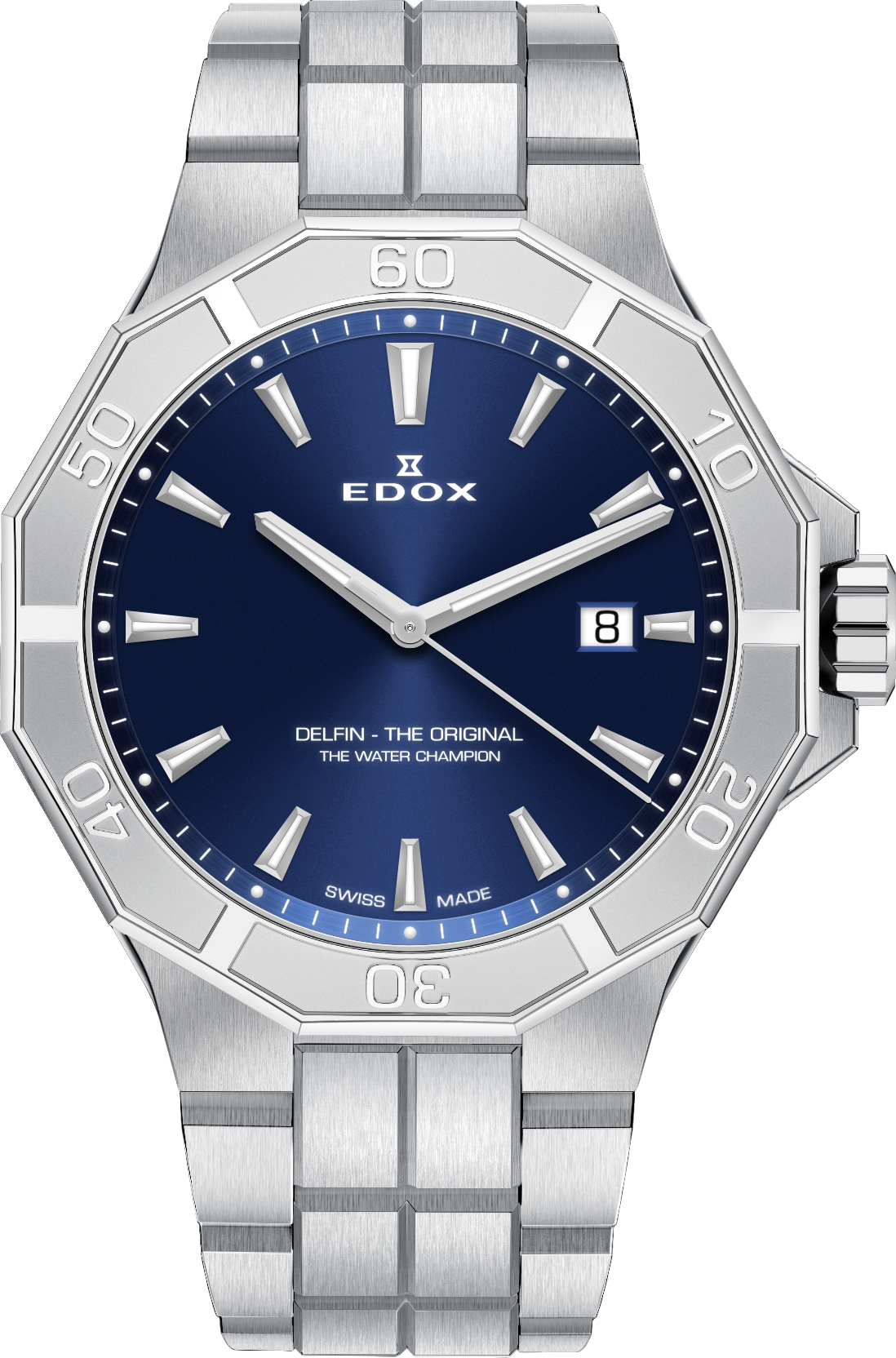さと Edox Delfin The Original Date 43mm - Quartz Herreklokke Rustfritt