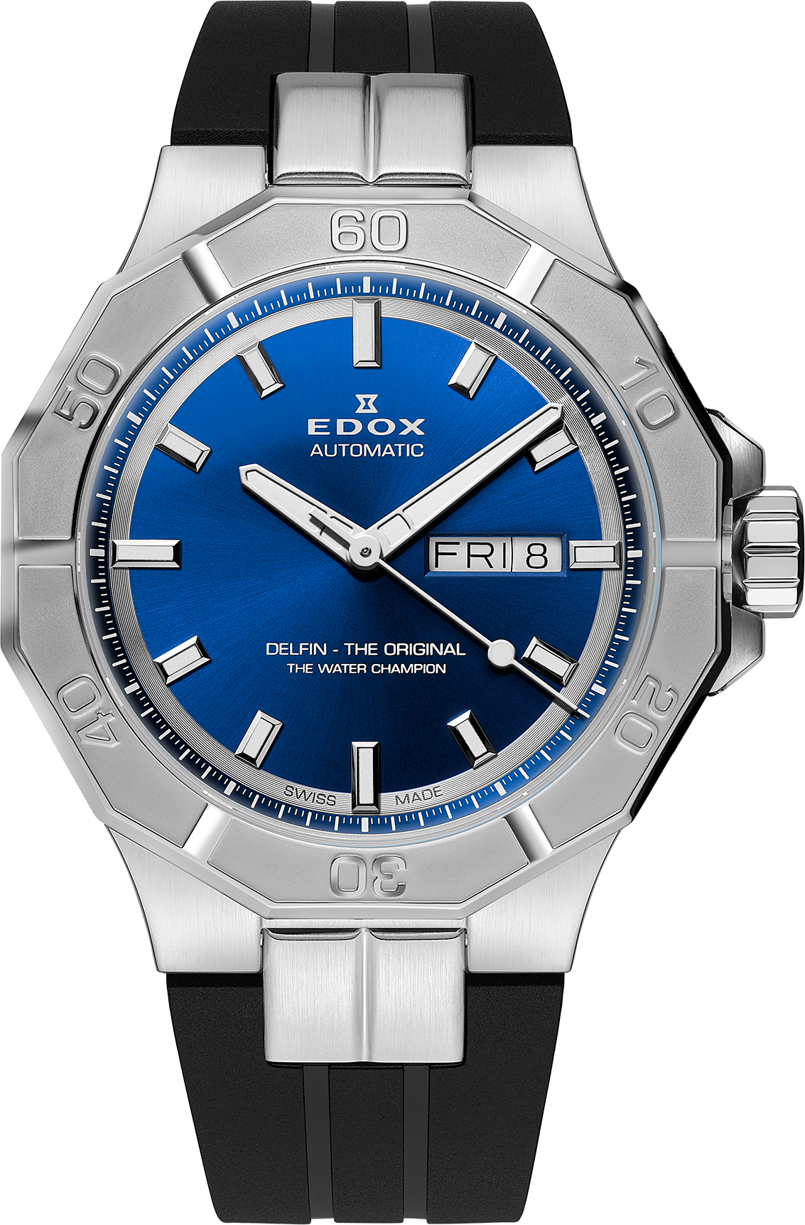 Edox Delfin Day Date Automatic 43mm - Rustfritt Stål Herreklokke