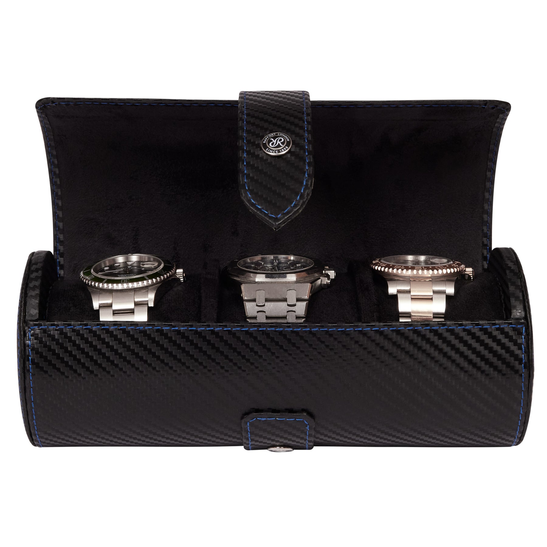 Rapport London - Carbon Black Three Watch Roll