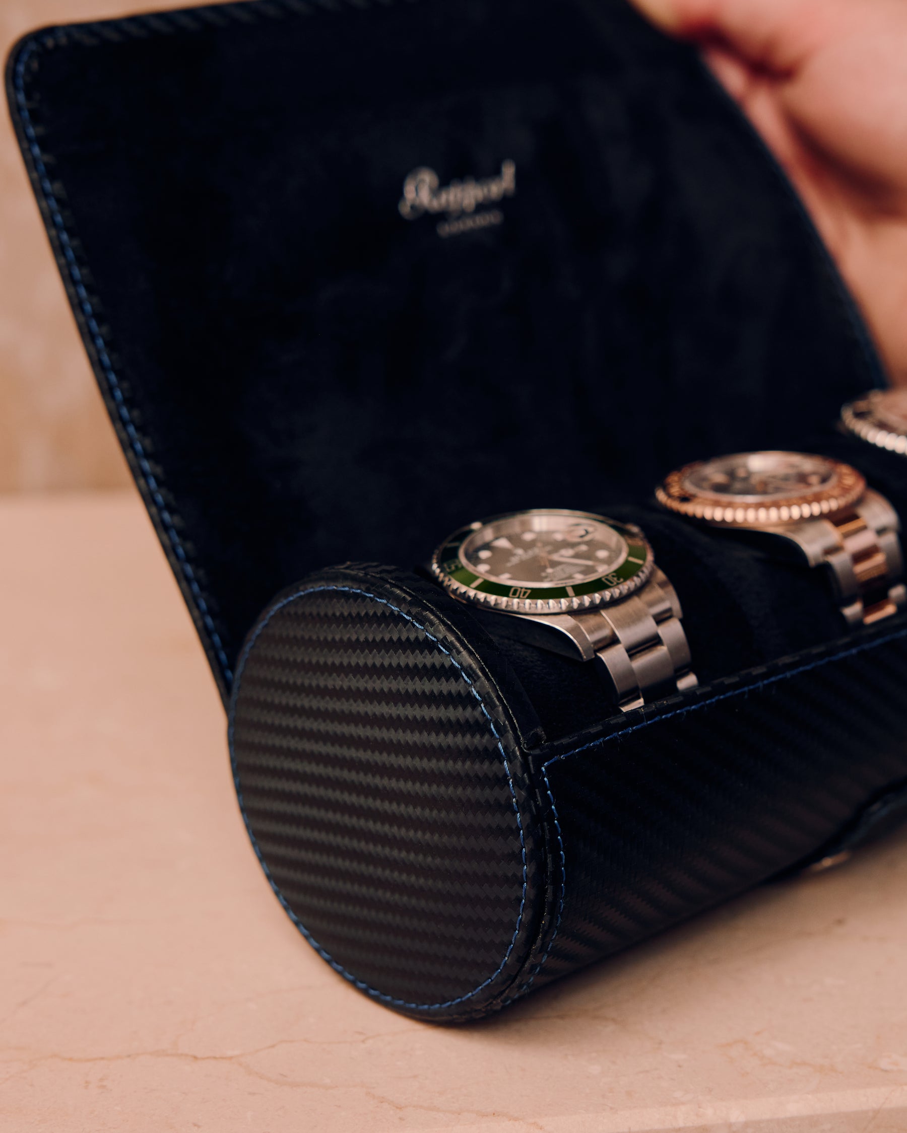 Rapport London - Carbon Black Three Watch Roll