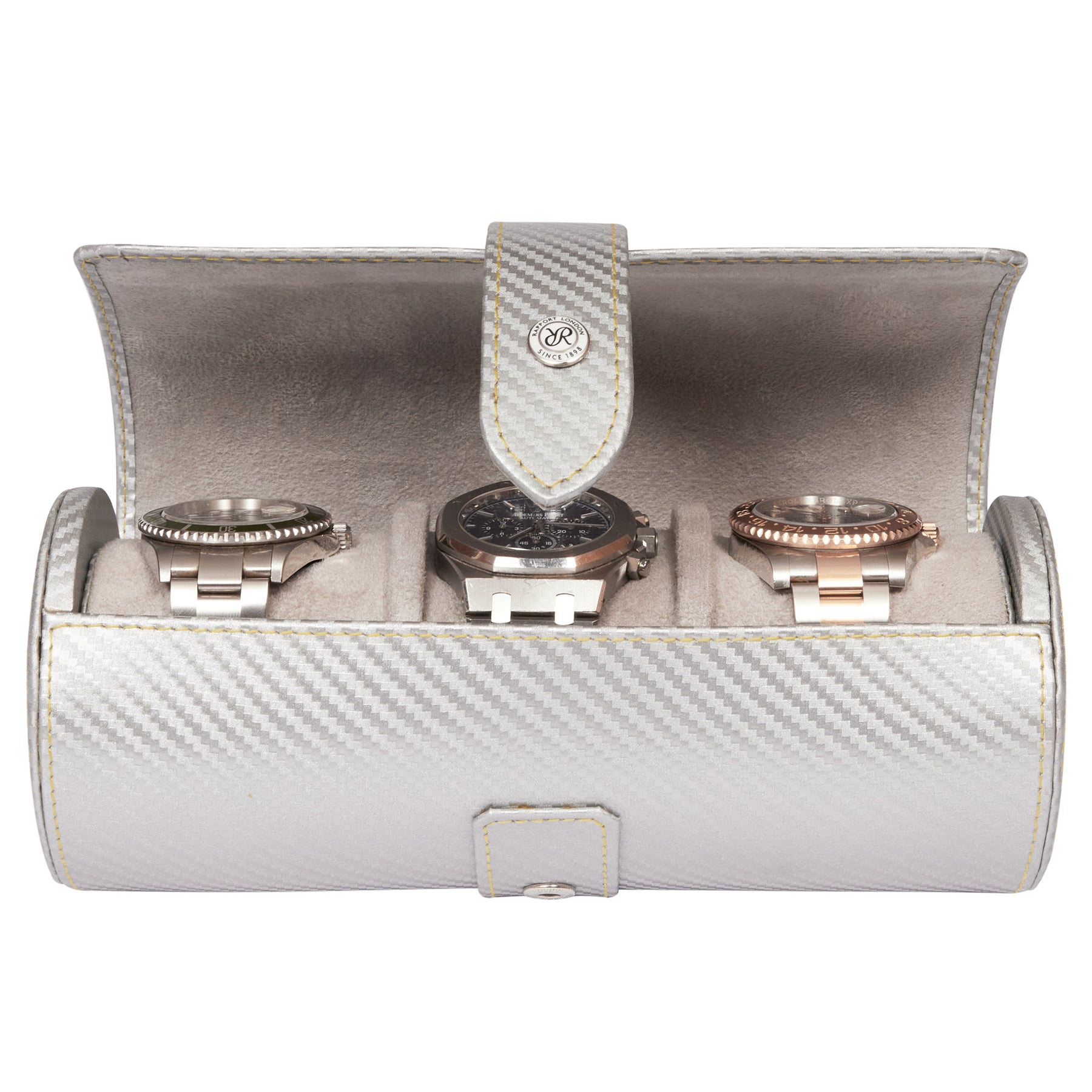 Rapport London - Carbon Silver Three Watch Roll