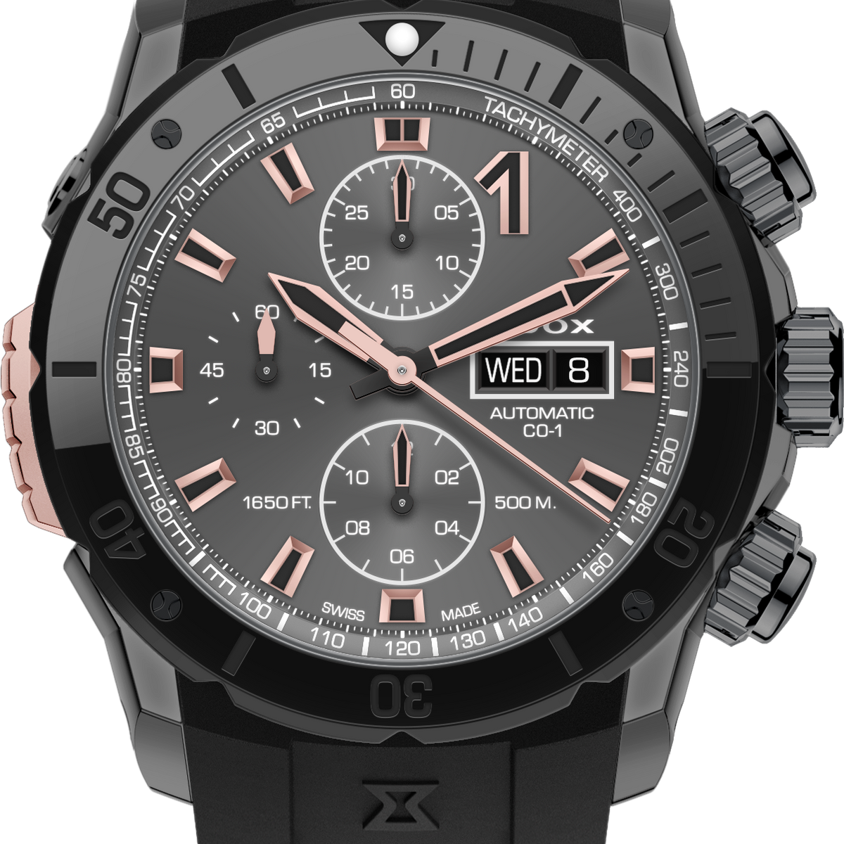 Edox CO-1 Chronograph Automatic With Bezel Lock 45mm - Grå Edox CO-1 Chronograph Automatic With Bezel Lock 45mm - Grå