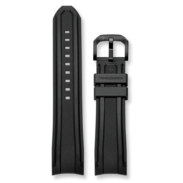 Venezianico Integrated Rubber Band (22mm) - Black PVD