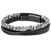 Jacques Lemans Leather Bracelet with Zebra Jasper