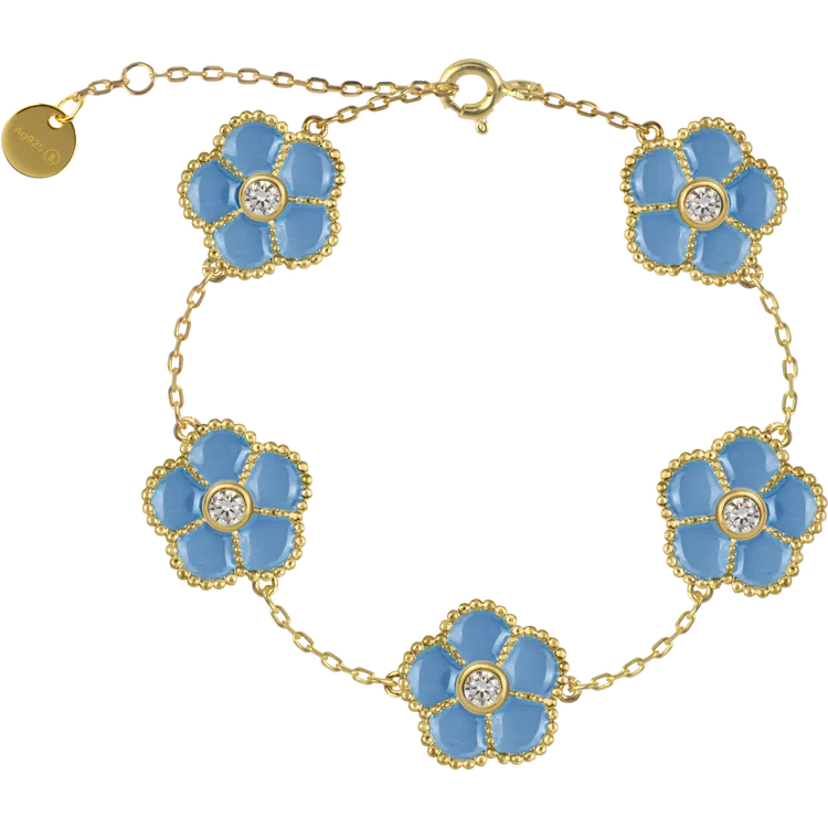 Jacques Lemans Bracelet "Flowers" Sterling Silver Gold Plated with Enamel/C